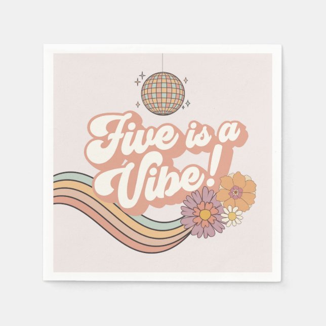 Five is a Vibe 5th birthday party plates Napkin (Front)