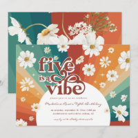 Five is a Vibe 5th Birthday | Retro Daisy Rainbow