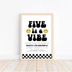 Five is a Vibe Boys 5th Birthday Welcome Sign