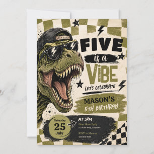 Five is a Vibe Dinosaur Birthday Invitation