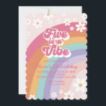Five is a Vibe Rainbow 5th Birthday Invitation<br><div class="desc">Five is a Vibe 5th Birthday invite rainbow and daisies.</div>