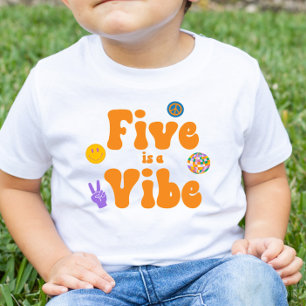 Five Is A Vibe Retro 70's 5th Fifth Birthday Toddler T-Shirt