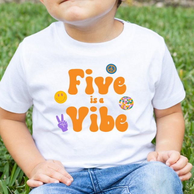 Five Is A Vibe Retro 70's 5th Fifth Birthday Toddler T-Shirt (Creator Uploaded)