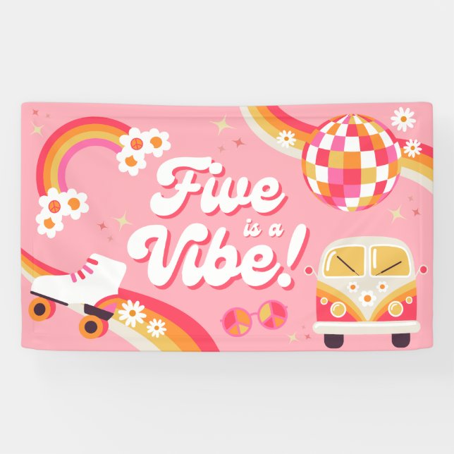 Five is a Vibe Retro Birthday Banner (Horizontal)