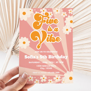 Five is a Vibe Retro Birthday Invitation