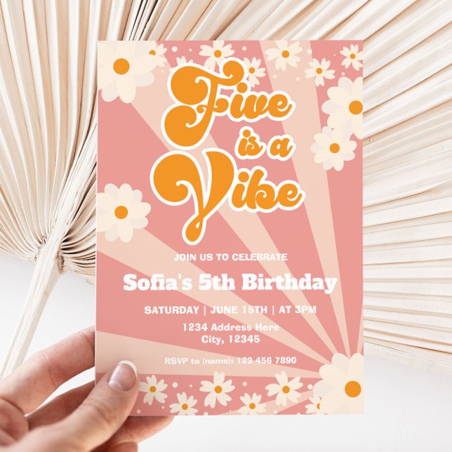 Five is a Vibe Retro Birthday Invitation (Creator Uploaded)