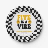Five Is A Vibe Retro Fifth 5th Birthday Party