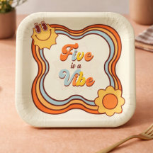 Five is a Vibe Retro Rainbow Daisy 5th Birthday