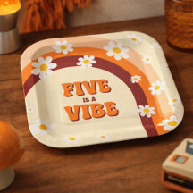 Five is a Vibe Retro Rainbow Daisy 5th Birthday