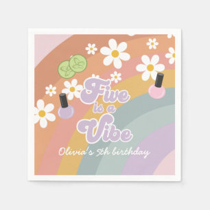 Five is a vibe Spa Rainbow 5th Birthday Napkin