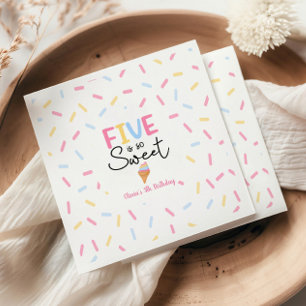 Five Is So Sweet Ice Cream 5th Birthday Party Napkin