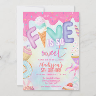 five is so sweet invitation
