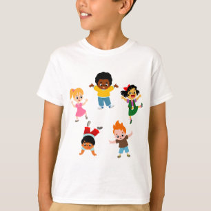 Five Kids Cartoon Children T-Shirt