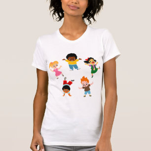 Five Kids Cartoon Women T-Shirt