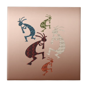 Five Kokopelli Ceramic Tile