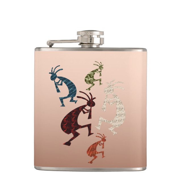 Five Kokopelli Hip Flask (Front)