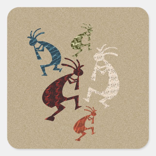 Five Kokopelli Square Sticker (Front)