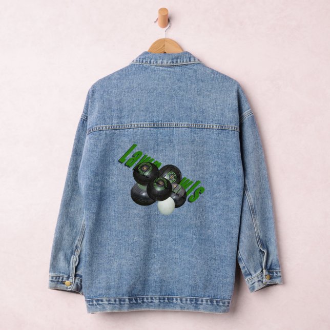 Five Lawn Bowls And Jack, Ladies Denim Jacket (Hangar)