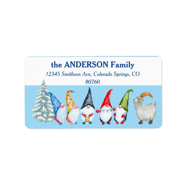 Five Little Christmas Gnomes Return Address Label (Front)