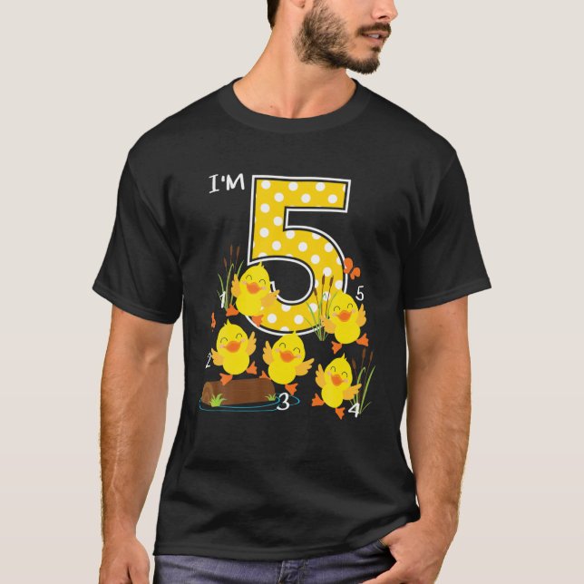 Five Little Ducks Kids Nursery Song 5Th Birthday 5 T-Shirt (Front)