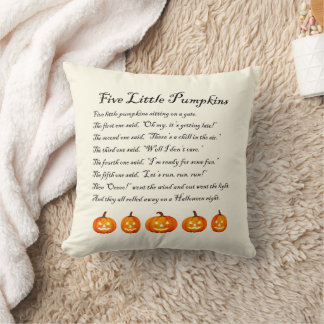 Five Little Pumpkins Halloween Poem Cushion