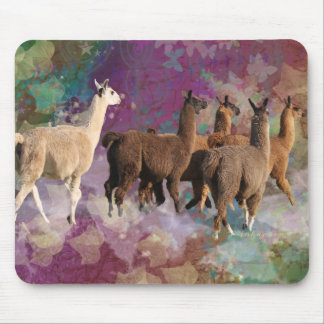 Five Llama Cloud Walk Fantasy White & Brown LLamas Mouse Pad