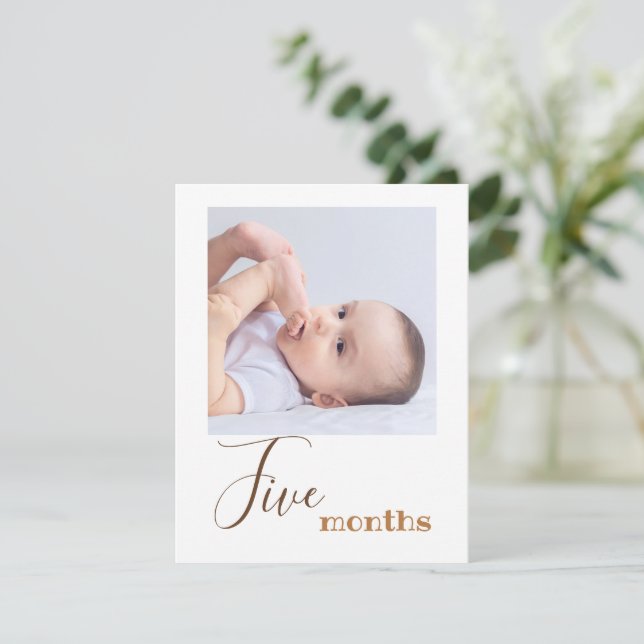 Five Month Photo First Birthday Banner Card (Standing Front)