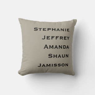 Five Names Greige and Black Square Cushion