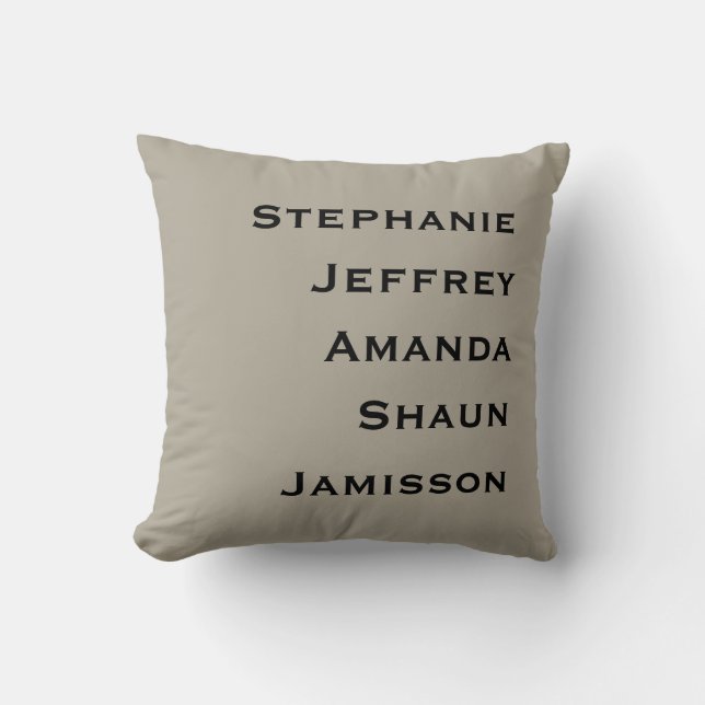 Five Names Greige and Black Square  Cushion (Front)