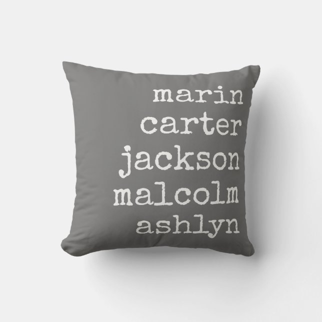 Five Names Personalised Mothers Day Throw Pillow (Front)