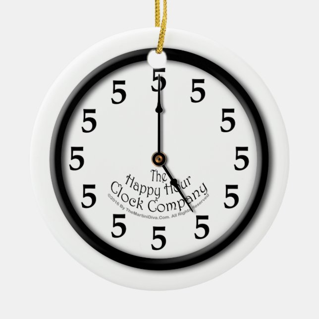 FIVE O'CLOCK CLOCK CERAMIC ORNAMENT (Front)