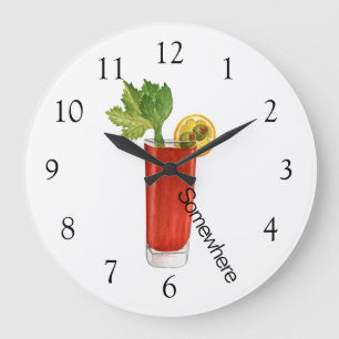 Five O'Clock Somewhere Bloody Mary Cocktail Large Clock
