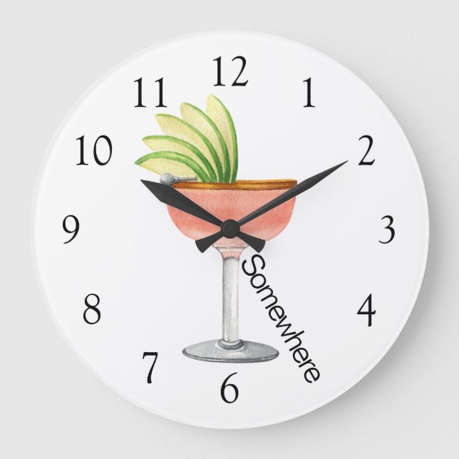 Five O'Clock Somewhere Margarita Large Clock (Front)