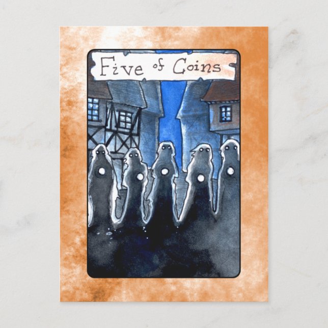 Five of Coins Postcard (Front)