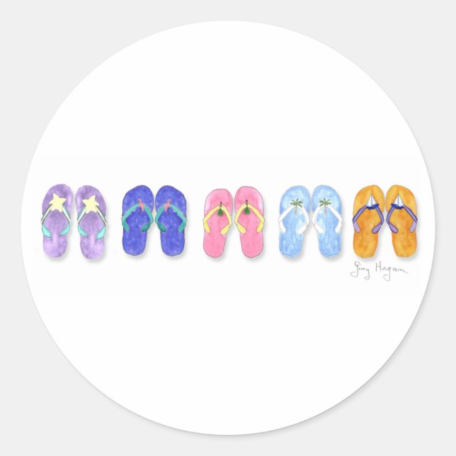 Five Pairs of Flip-Flops Sticker (Front)