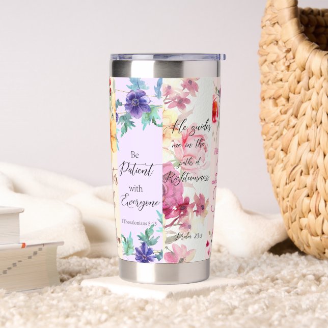 Five panel floral scripture personalised insulated tumbler (Living Room)