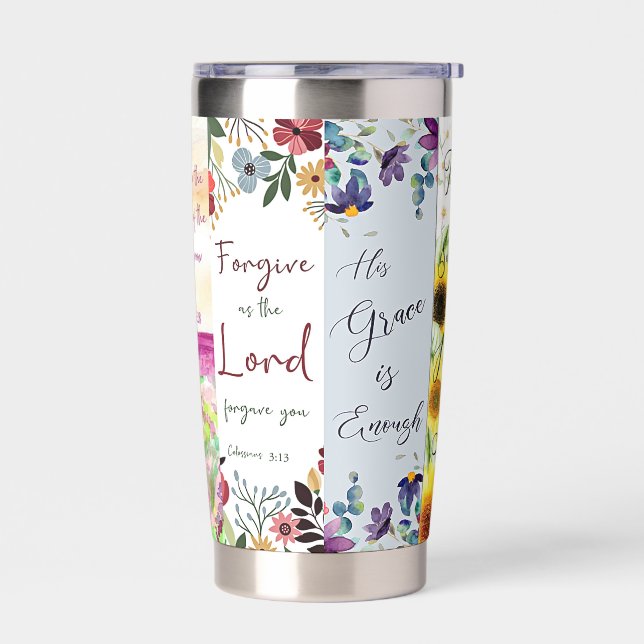 Five panel floral verses personalised insulated tumbler (Left)