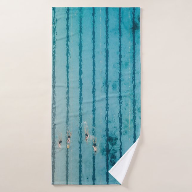 Five people swimming on pool bath towel (Bath Towel)