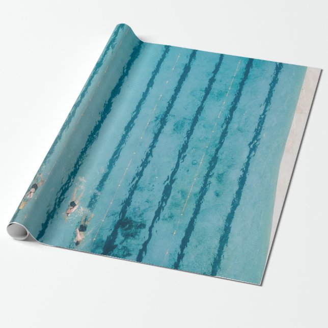 Five people swimming on pool wrapping paper (Unrolled)