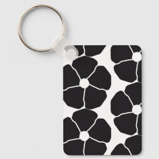 Five-Petal Black Flower Key Ring