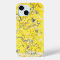 Five Phoenixes in Garden Chinese Yellow Floral
