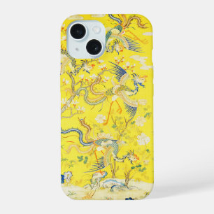 Five Phoenixes in Garden Chinese Yellow Floral iPhone 15 Case