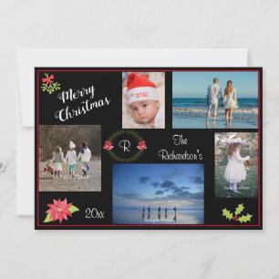 Five Photo Christmas Elegant Holiday Greeting Card