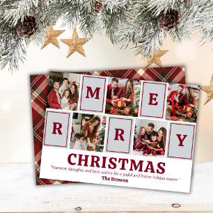 Five photo collage modern cute simple Christmas Holiday Card