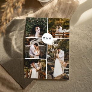 Five Photo Collage Modern Wedding Invitation