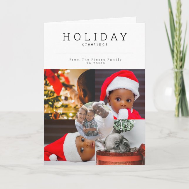 Five Photo Holiday Greetings Photo Personalised Card (Front)