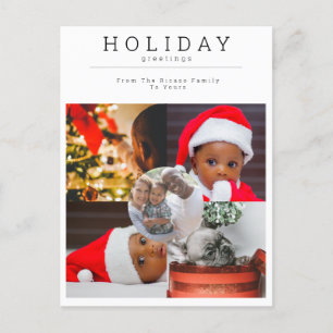 Five Photo Holiday Greetings Photo Personalised Postcard