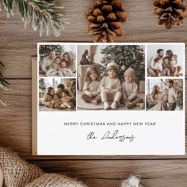 Five Photo Merry Christmas and Happy New Year  Postcard (Creator Uploaded)