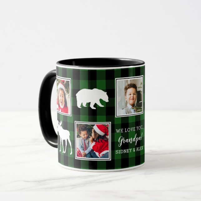 Five Photo Plaid | Green | Mug (Front Left)