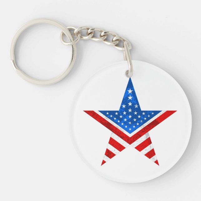 Five-pint star American flag Stars and Stripes Key Ring (Front)